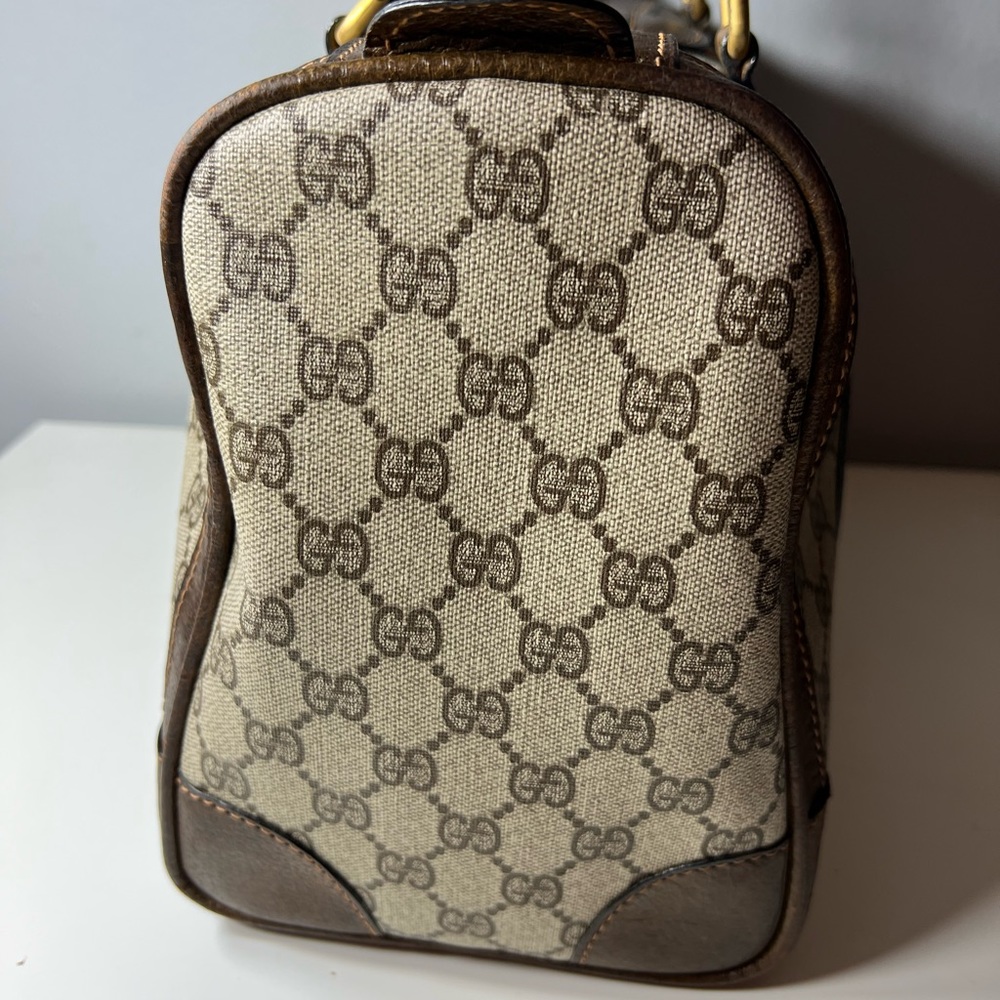 Vintage GUCCI Mini Boston Handbag Sherry Line Canvas Leather 32*21.5*17 - Picture 5 of 15